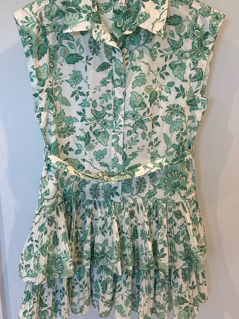 Current Air Green Floral Tiered Dress